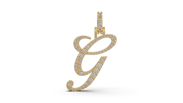 initial letter g necklace pendant alphabet luxury jewel jewelry jewellery stl 3d print model - Mito3D