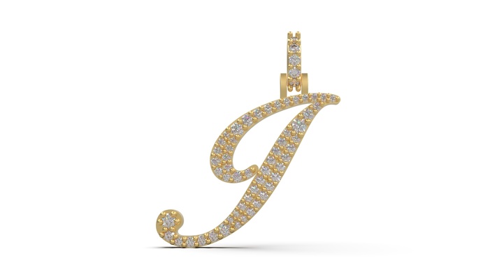 initial letter i necklace pendant alphabet luxury jewel jewelry jewellery stl 3d print model - Mito3D