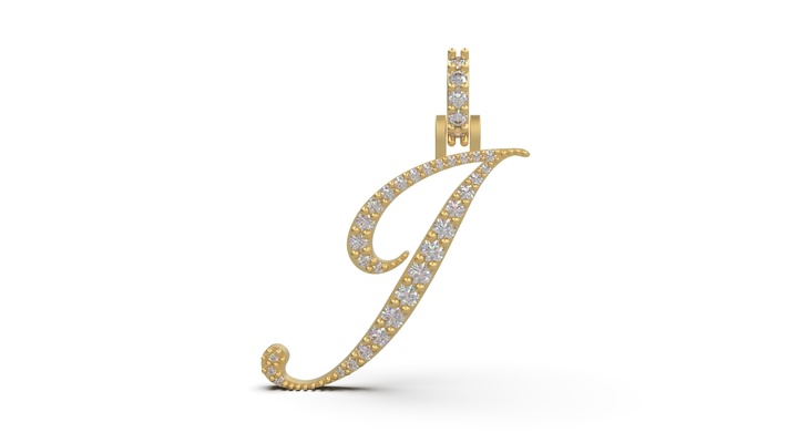 initial letter j necklace pendant alphabet luxury jewel jewelry jewellery stl 3d print model - Mito3D