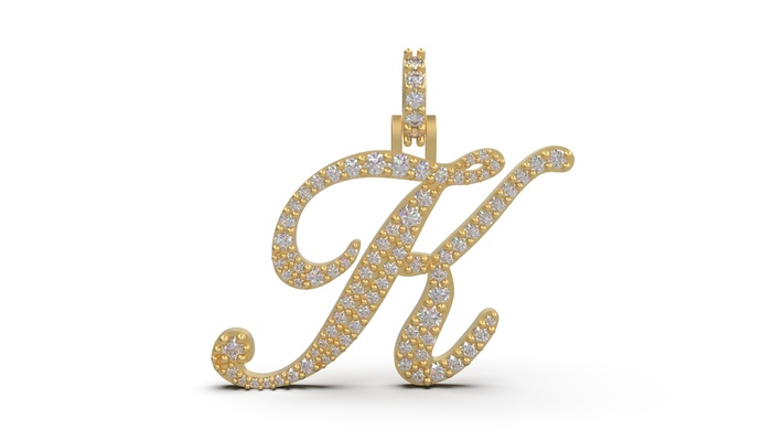 iniziale lettera k collana pendente alfabeto lusso gioiello gioielleria stl 3d print model - Mito3D