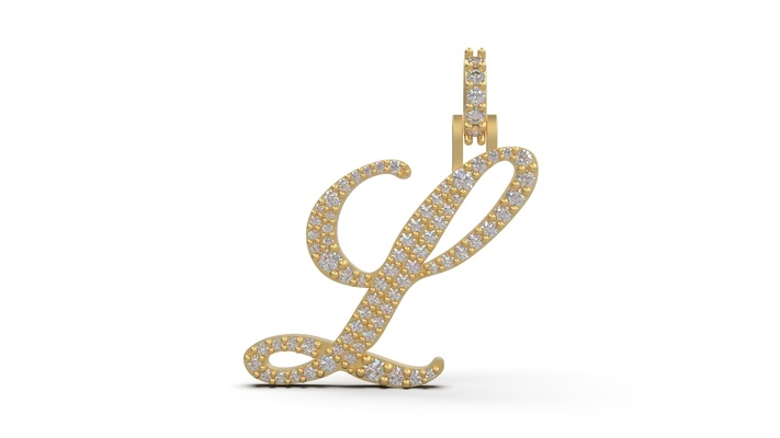 initial letter l necklace pendant alphabet luxury jewel jewelry jewellery stl 3d print model - Mito3D