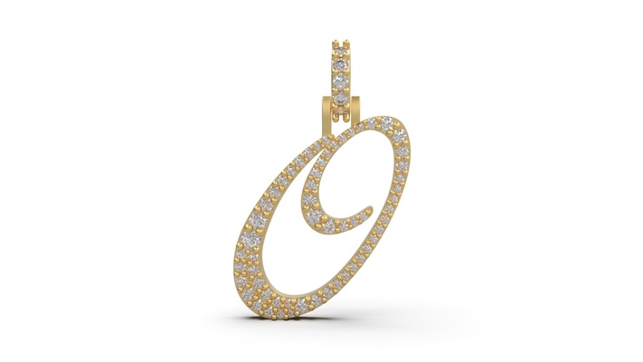 initial letter o necklace pendant alphabet luxury jewel jewelry jewellery stl 3d print model - Mito3D
