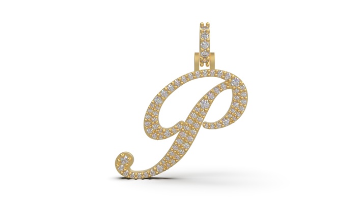 initial letter p necklace pendant alphabet luxury jewel jewelry jewellery stl 3d print model - Mito3D