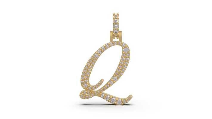 iniziale lettera q collana pendente alfabeto lusso gioiello gioielleria stl 3d print model - Mito3D