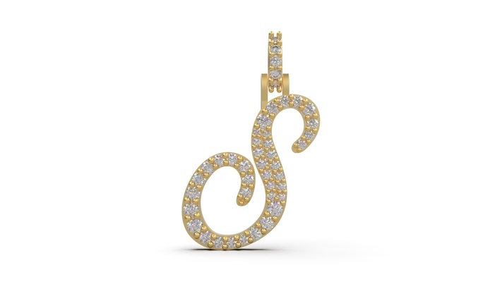 initial letter s necklace pendant alphabet luxury jewel jewelry jewellery stl 3d print model - Mito3D