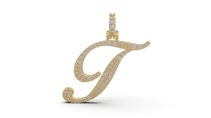 iniziale lettera t collana pendente alfabeto lusso gioiello gioielleria stl 3d print model - Mito3D
