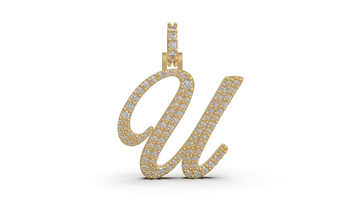 iniziale lettera u collana pendente alfabeto lusso gioiello gioielleria stl 3d print model - Mito3D