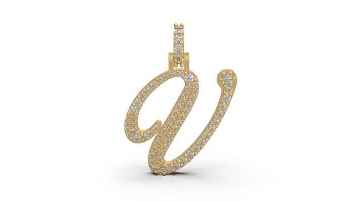 initial letter v necklace pendant alphabet luxury jewel jewelry jewellery stl 3d print model - Mito3D