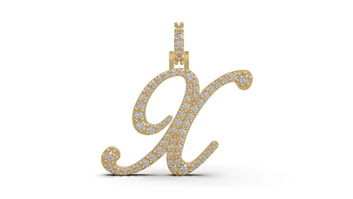 initial letter x necklace pendant alphabet luxury jewel jewelry jewellery stl 3d print model - Mito3D
