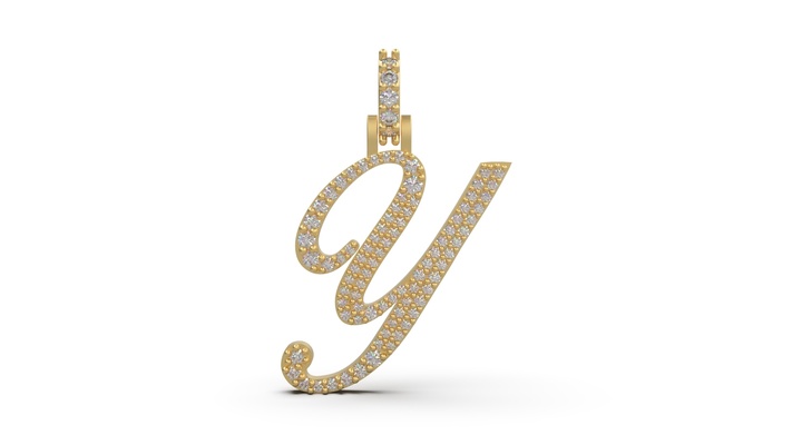 initial letter y necklace pendant alphabet luxury jewel jewelry jewellery stl 3d print model - Mito3D
