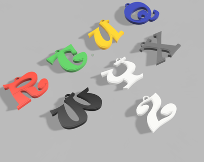 inicial letras llave anillos 3d print model - Mito3D