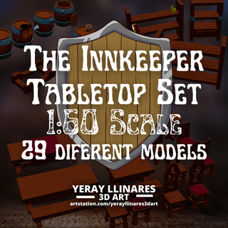 innkeeper tabletop set 29 asset pieces 1 60 scale Game games dungeons and dragons role rpg pathfinder 3d print model - Mito3D