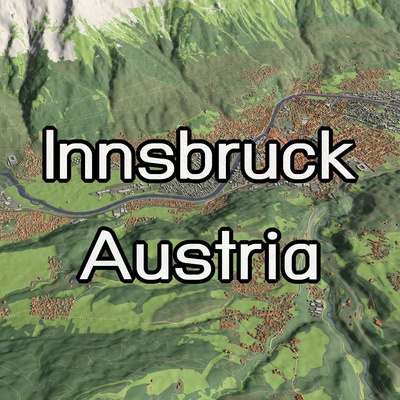 innsbruck áustria cidade urbano mapa neve país estrada terreno montanha colina vale construção rua rio 3d print model - Mito3D