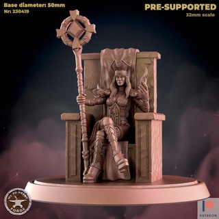 inquisidor sacerdotisa trono fantasía Warcraft dnd miniatura stl modelo resina Guau humano escarlata monasterio calabozo 32mm jefe alto melenablanca 3d print model - Mito3D