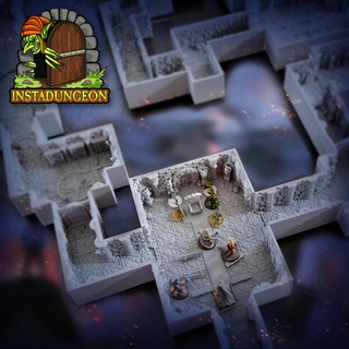 instadungeon fantasy foundation set dungeon tiles compatible d&d pathfinder dungeons inch integrated frostgrave ttrpg 5e rpg single 3d print model - Mito3D