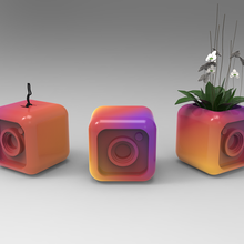 instagram cube keychain pot flowerpot vase 3d print model - Mito3D