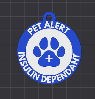 insulin dependant dog tag 3d print model - Mito3D