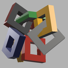 verschachtelt Quadrat Architektur 3d print model - Mito3D