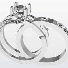 interlocking ring set jewelry marriage commitment gold silver brides bride happiness improvement diamonds emeralds 3d print model - Mito3D