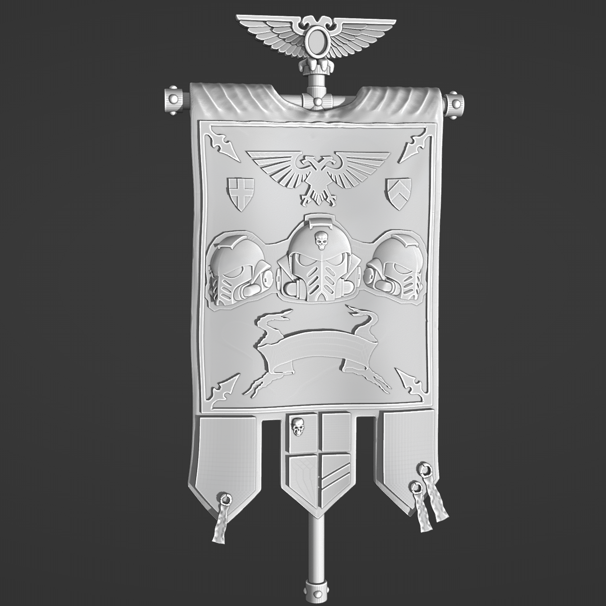 interstellare soldati banner marino testa gioco marines bandiera spazio antico tavolo galattico scifi cresta soldato casco 3D print model - Mito3D