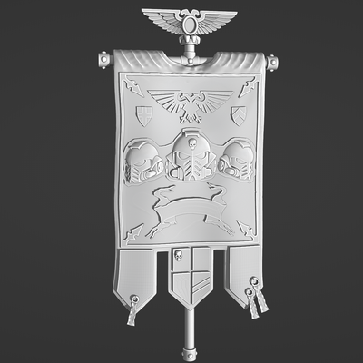interstellar soldiers banner - three marine head game marines flag space ancient boardgame galactic scifi crest soldier helmet 3d print model - Mito3D