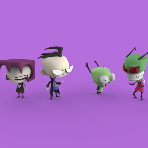 invasor zim art 3dmodel Impresora 3d printing alien animated boy cartoon character collection dib dog gaz twist girl magazine nickelodeon robot sculpture series zbrush 3D print model - Mito3D