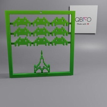 Eindringlinge Kunst Box Tabelle retro STL Datei Aliens Platz Schiffe Spiele 3d print model - Mito3D