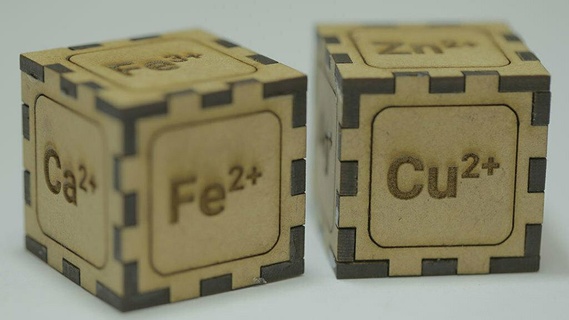 ionic dice - laser cut chemistry ions teaching learning 3d print model - Mito3D