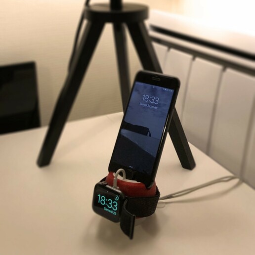 iphone + apple watch support stand 3D print model - Mito3D