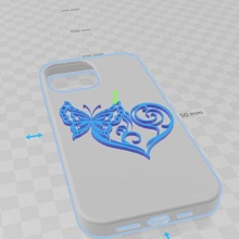 Iphone 13 caso bainha pró max coração arte amar flor 3d print model - Mito3D