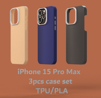 iphone 15 pro max 3pcs case set tpu pla + lens protector 3d print model - Mito3D