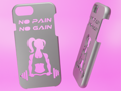 iphone 6 7 case - pain gain- woman Gadget protection and motivation girl 3d print model - Mito3D