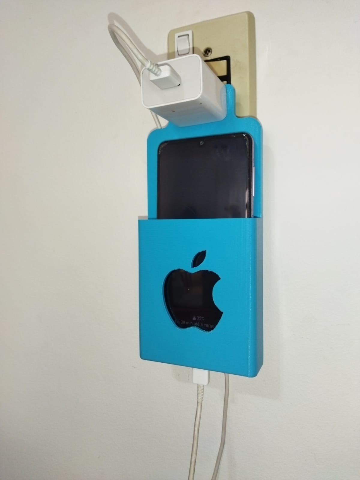 iPhone Laden Stand suporte Netzstecker Abs carregamento Apfel sicher 3D print model - Mito3D