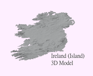 İrlanda ada topografik model duvar Sanat coğrafya 3d print model - Mito3D