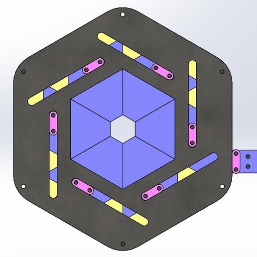iris hexágono mecánico centrar agujero mecanismo Ingenieria puerta obturador cámara estructura modelo láser corte 3d impresión 3D print model - Mito3D