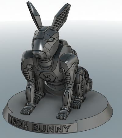 iron bunny animal toy rabbit mechanical sci-fi robotic 3d print model - Mito3D