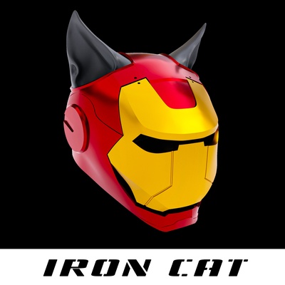 iron cat - helmet cats kitten ironman man marvel superhero mask infinity war game toy toys 3d print model - Mito3D