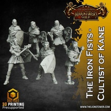 iron fists - cultist kane set 6 32mm scale pre-supported game dungeons dragons warhammer whfb fantasy pathfinder ttrpg rpg mercenaries soldiers fighters frostgrave oathmark kingsofwar warhammerfantasybattles the9thage cultists fist 3d print model - Mito3D