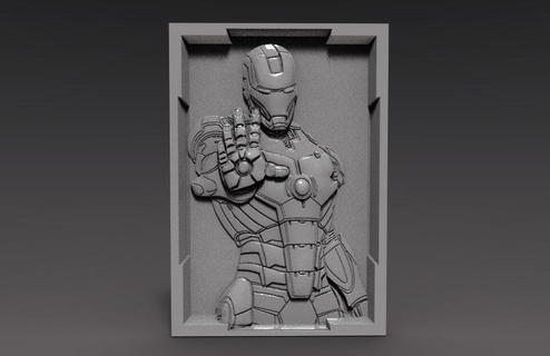 iron man bas-relief cnc ironman spiderman avengers sign stark 3d print model - Mito3D
