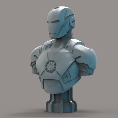 fer homme busto merveille super héros 3d print model - Mito3D