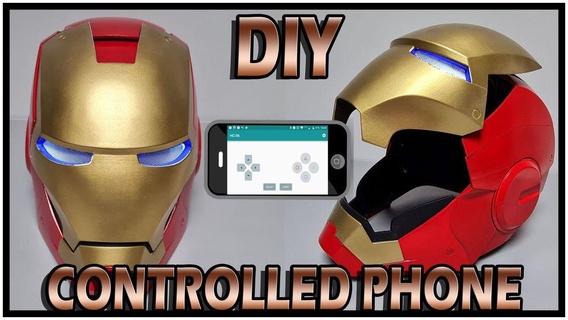 Demir adam kask maske seyyar telefon kontrollü gadget iron man hayret Bluetooth mafsallı 3d print model - Mito3D