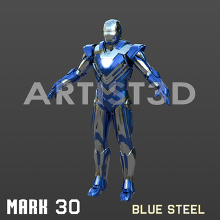 fer homme marque 30 bleu acier cosplay costume mark30 mk30 marquexxx merveille vengeurs Tony Stark légion 3d print model - Mito3D