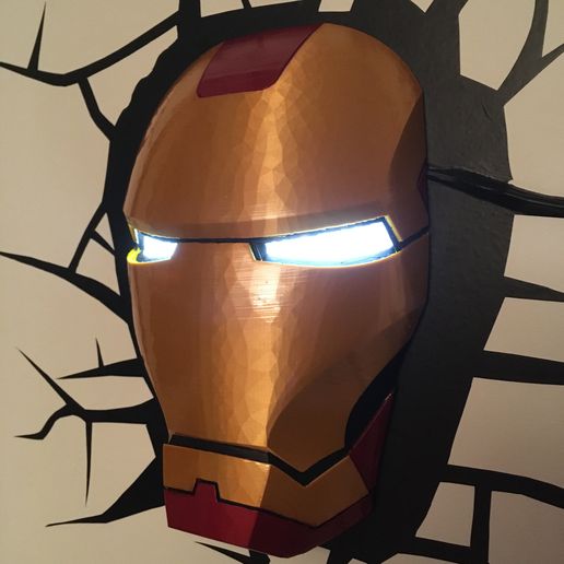 hierro hombre máscara LED ligero superhéroe maravilla 3D print model - Mito3D