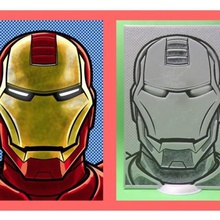 ironman 3d drawing art 3dlito black white drawing3d hombre hierro relief two colors 3d print model - Mito3D