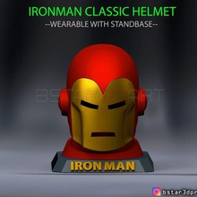 ironman classic helmet - wearable standbase marvel comic art mask iron man head face moon knight accesories toy cosplay halloween accessories captain endgame infinity war avenger america shield 3d print model - Mito3D