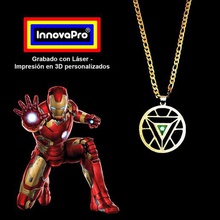 ironman pendant 2x1 jewelry logo arc reactor iron man super hero keychain key ring necklace dc comics marvel 3d print model - Mito3D