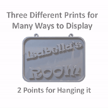 Isabellas Zimmer Zeichen beinhaltet Schreibtisch Stand Mauer hängend Punkte Tür Montage gefüllt basteln Harz Isabella Plakette 3d print model - Mito3D
