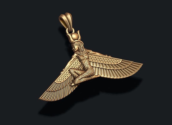 isis pendant 3d print model jewelry ancient apparel culture egypt egyptian god goddess jewellery jewelry necklace pendants pharaoh pyramid religion religiou silver wing 3d print model - Mito3D