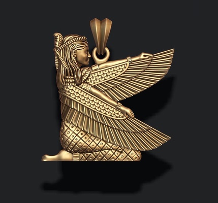 isis pendant 3d print model jewelry ancient apparel culture egypt egyptian god goddess gold jewel jewelry necklace pharaoh pyramid religion religiou silver wing 3d print model - Mito3D