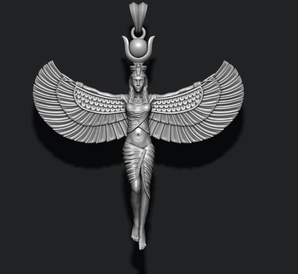 isis pendant 3d print model jewelry ancient apparel culture egypt egyptian god goddess gold jewel jewellery jewelry necklace pharaoh pyramid religion religiou silver wing 3d print model - Mito3D